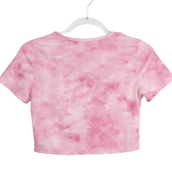 Verge Girl 8 Birdies Y2k Pink Tie Dye Embroidered Butterfly Crop Top Medium - Picture 2 of 6
